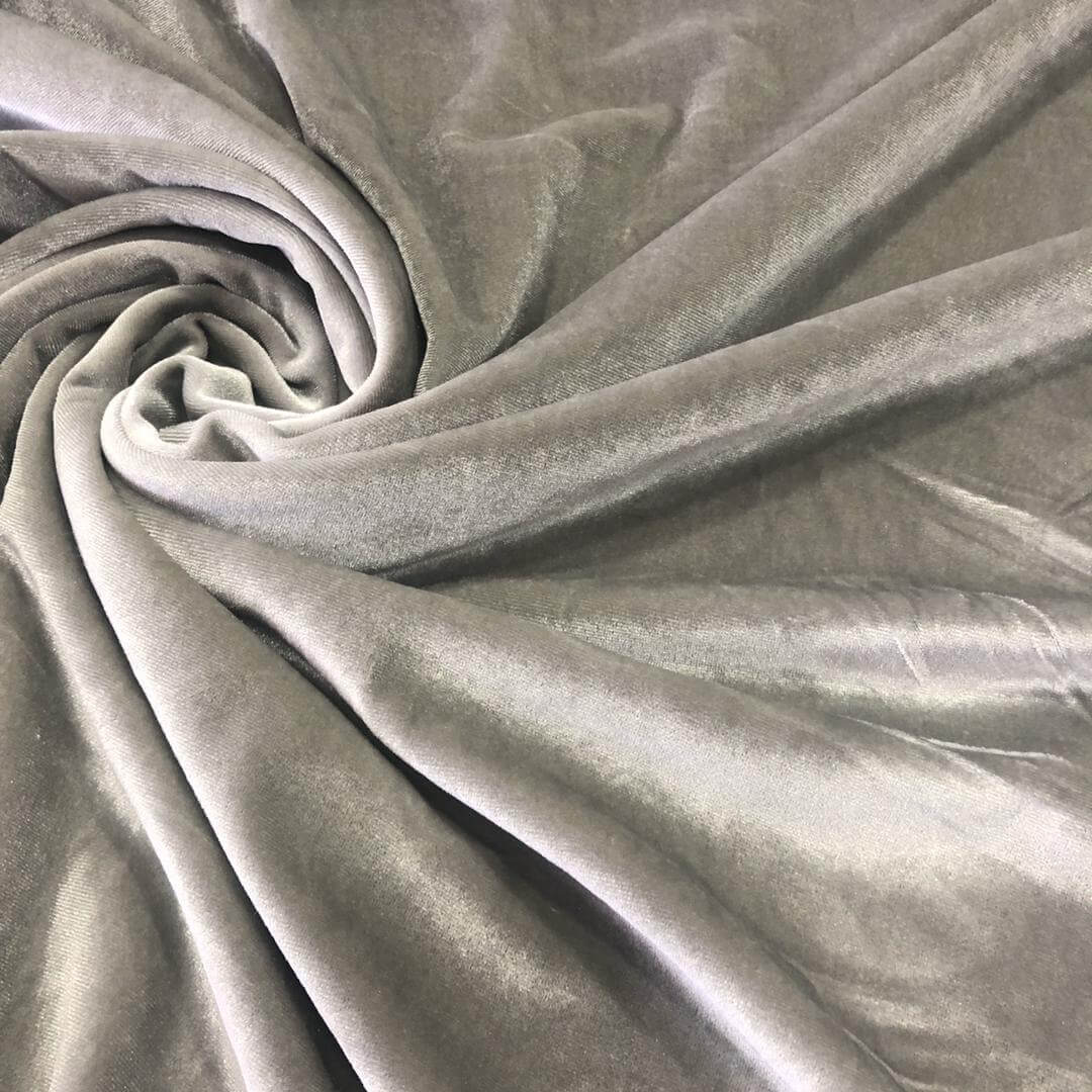 Velvet Fabric Solid Grey Color Full Stretch By Yard for swimwear dancewear  dress gymwear (151-2)