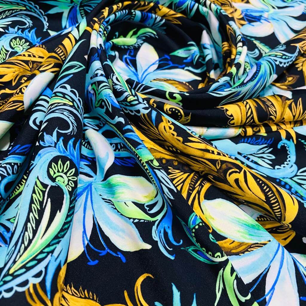 Vibrant Abstract Print Nylon Spandex Fabric by The Yard 