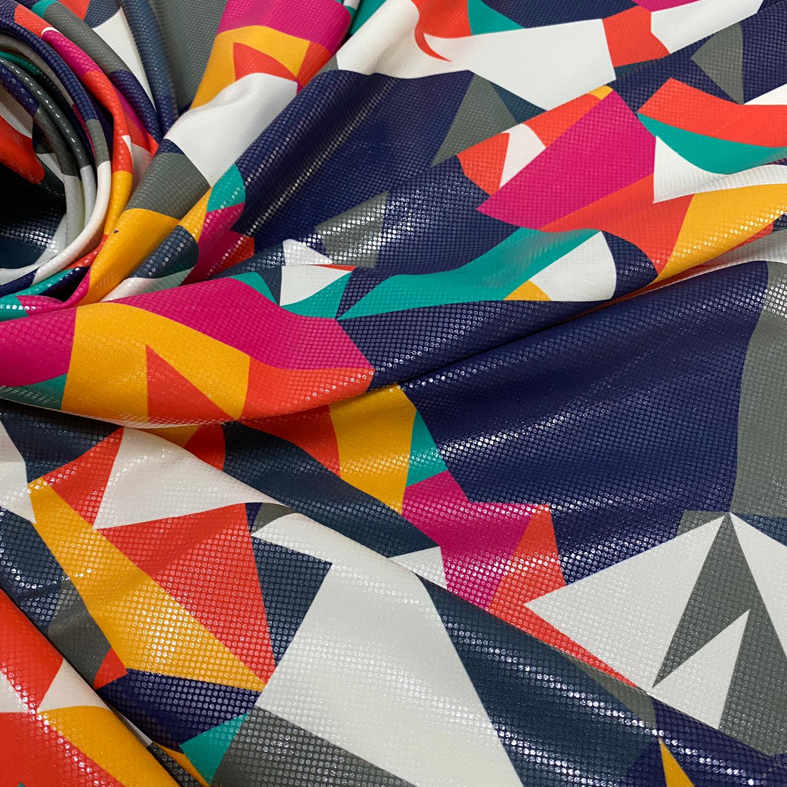 New modern abstract design print on nylon spandex with foil 4-way stretch 58/60” Sold by the YD