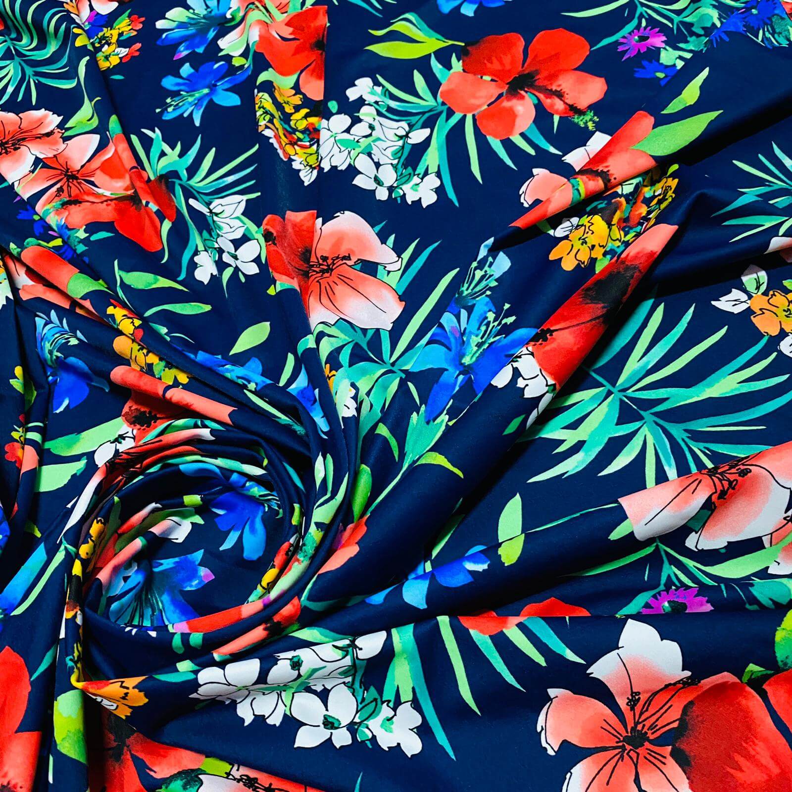 Best seller Hawaiian tropical floral multicolor beautiful print Nylon Lycra  Spandex Fabric 4 Way Strech by yard (243-4)