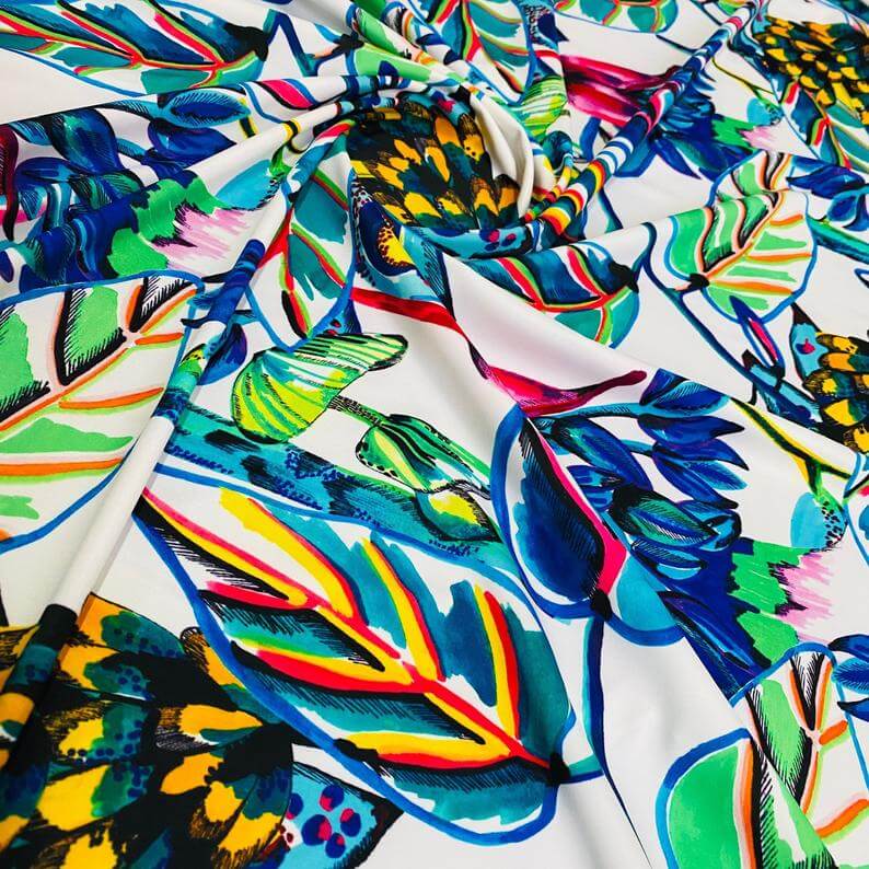 Floral Print Nylon Lycra Spandex Fabric 4 Way Stretch by Yard (242-4) Spandex  Fabric