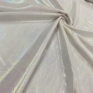 White Pearl Hologram Metallic stretch foil Fabric Nylon Lycra
