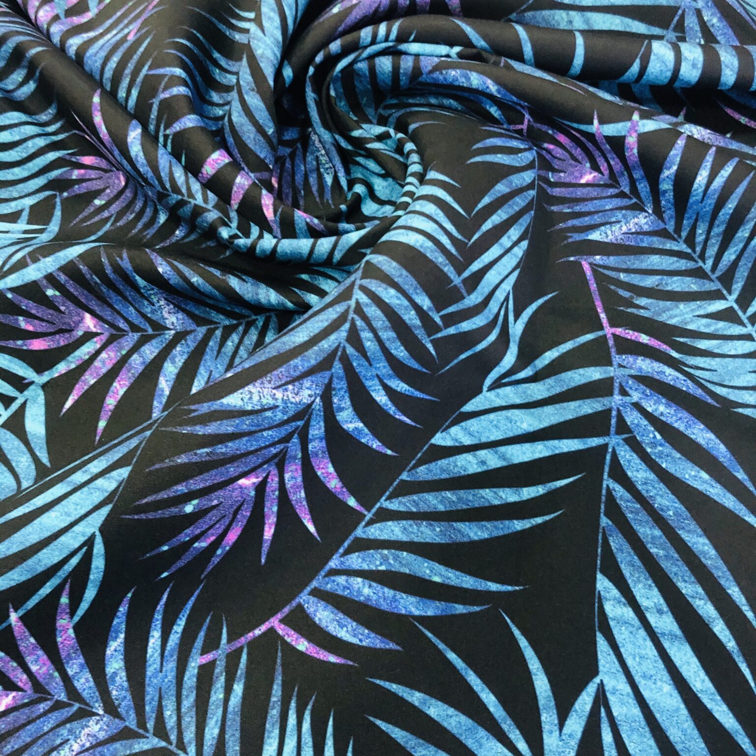 Palm Trees Nocturnal Marine Plankton Print Shorts & Swim Trunks Fabric
