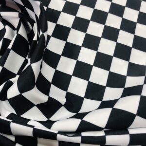 Black and White Big Plaid Print Shorts & Swim Trunks Fabric