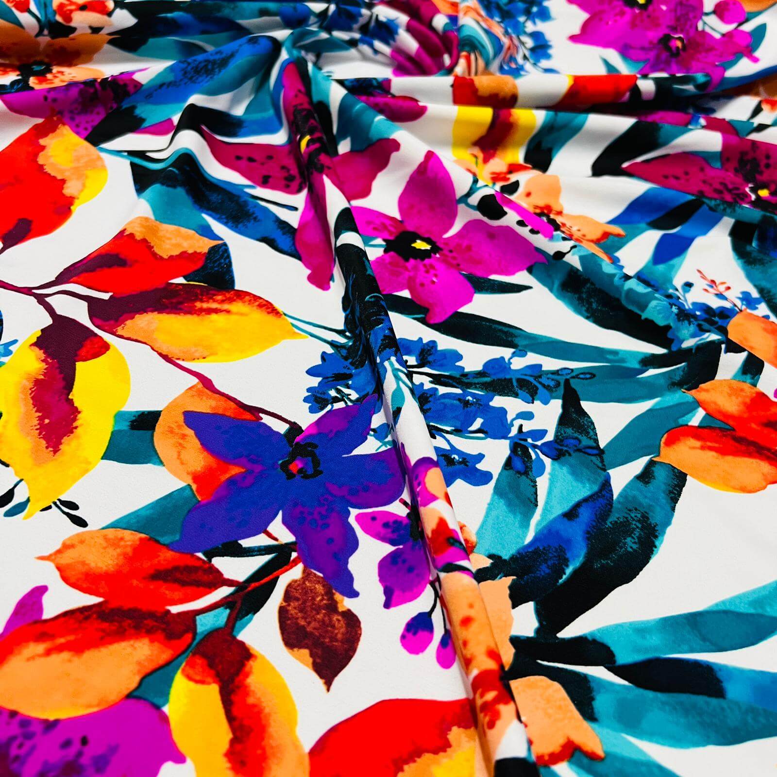 Cherry/ flowers Print on Nylon spandex fabric 4way Stretch. Fabric sol –  ABFabrics16