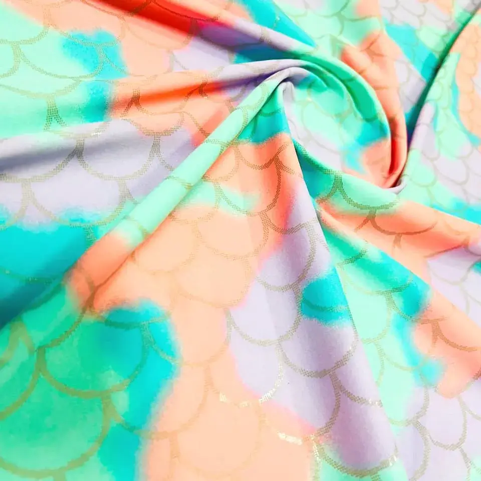 Orange Leopard Multi Color Nylon Spandex Fabric By The Yard/ Swimsuit Fabric/