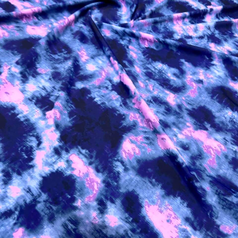 Purple and blue Tie Dye Print Nylon Lycra Spandex fabric four way ...