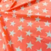 Swimwrear Fabric By the Yard Nylon Spandex White Stars Coral Background Print