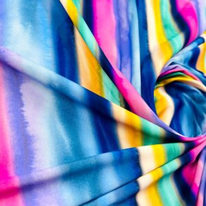 Swimwrear Fabric By the Yard Spandex Colorful Stripes Print