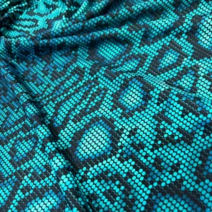 Animal Print Green Snake Nylon Lycra Spandex Fabric 4 Way Stretch By The Yard for swimwear dancewear sportwear dress