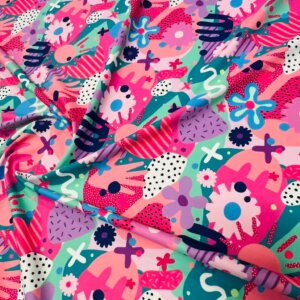 Abstract Colored Shapes print Nylon Spandex Fabric 4 Way Stretch By Yard for swimwear dancewear gymwear sportwear
