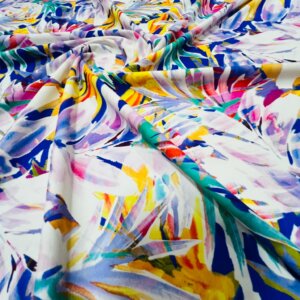 Watercolors Leaves Print Nylon Lycra Spandex Fabric 4 Way Strech by Yard for swimwear dancewear dress gymwear (115-3)(40)