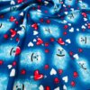 Dogs and Hearts with Blue Background print Nylon Nylon Lycra Spandex Fabric 4 Way Stretch By Yard for swimwear dancewear gymwear sportwear dress