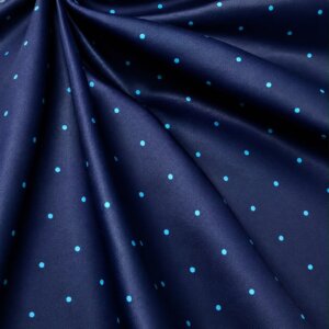 Mini Polka Dot Baby Blue and Navy Blue Background Print Nylon Lycra Fabric 4 Way Stretch