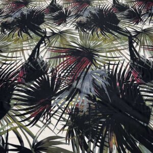 Green and Black Palms print Nylon Lycra Spandex Fabric 4 Way Strech by Yard for swimwear dancewear dress gymwear  (204-7)(28)