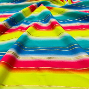 Stripes Colored and Metallic print Nylon Lycra Spandex Fabric 4 Way Stretch By Yard for swimwear dancewear gymwear sportwear dress (204-7)(24)