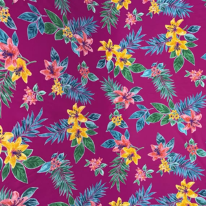 Neon Flowers with Purple Background print Nylon Lycra Spandex Fabric 4 Way Strech by Yard for swimwear dancewear dress gymwear