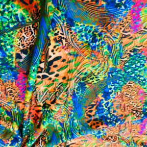 Neon Multicolor Animal Print Nylon Lycra Spandex Fabric 4 Way Stretch By Yard