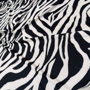 Zebra Safari Animal Print Black and Bone White Nylon Lycra Spandex Fabric 4 Way Stretch By Yard