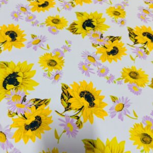 Sunflowers with White Background print Nylon Spandex Fabric 4 Way Strech by Yard for swimwear dancewear dress gymwear (159-4) (51)