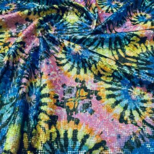 Abstract Colored Tie Dye Metallic Print Nylon Lycra Spandex Fabric 4 Way Stretch By Yard for swimwear dancewear gymwear sportwear dress (205-7)(40)