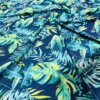 Neon Blue Leaves with Yellow print Nylon Spandex Fabric 4 Way Strech by Yard for swimwear dancewear dress gymwear (159-5)(40)