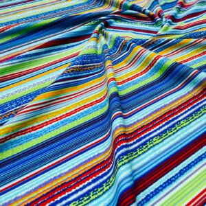 Colored Pastel Stripes Print Nylon Spandex Fabric 4 Way Stretch By Yard for swimwear dancewear gymwear sportwear dress skirt (32) (205-3)