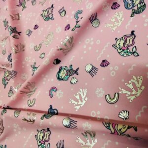Ocean Mermaids and Corals Print Nylon Lycra Spandex Fabric 4 Way Stretch By Yard for swimwear dancewear gymwear sportwear dress (205-3) (30)