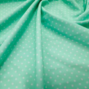 Mini Polka Dots Baby Blue & White print Nylon Lycra Fabric 4 Way Stretch