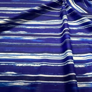 Abstract Watercolor Blue Stripes print Nylon Spandex Fabric 4 Way Stretch By Yard for swimwear dancewear gymwear sportwear (32) (203-7)