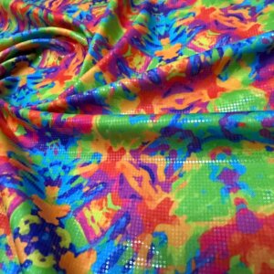 Abstract Retro Colored print Nylon Spandex Fabric 4 Way Stretch By Yard for swimwear dancewear gymwear sportwear (37) (159-3)