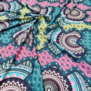Pastel Colored Mandala Print Nylon Spandex Fabric 4 Way Stretch for swimwear dancewear gymwear sportwear dress skirt (40)(203-7)